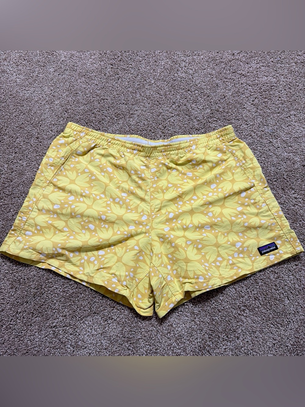 Patagonia Yellow Floral Athletic Shorts